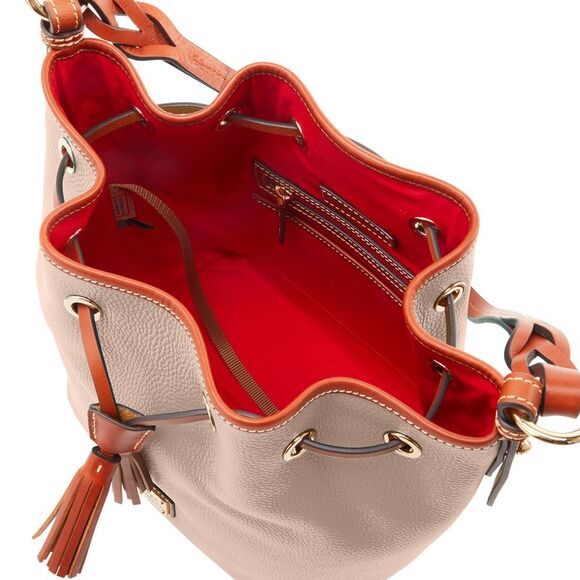 Dooney & Bourke Pebble Grain Tasha Drawstring Shoulder Bag - Taupe - Picture 3 of 4